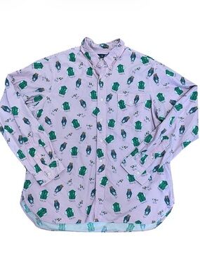 Ralph Lauren Pink Button up Polo Bear AOP